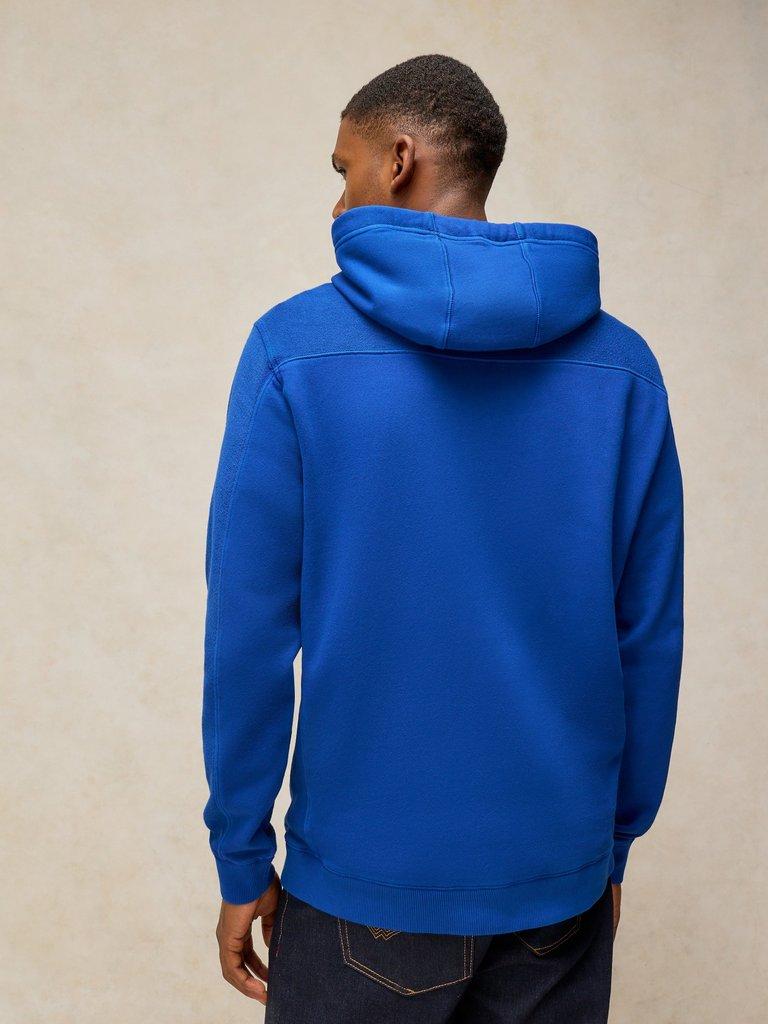 Sidmouth Overhead Hoodie in BRT BLUE - MODEL BACK