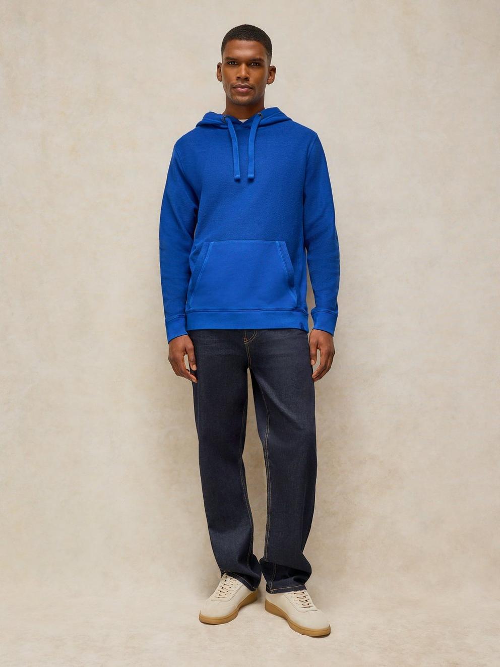 Sidmouth Overhead Hoodie in BRT BLUE - MODEL FRONT