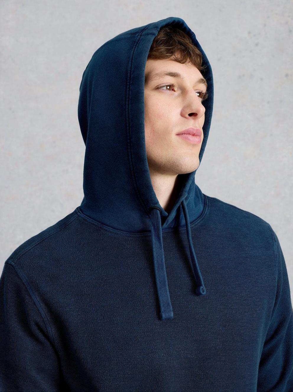 Sidmouth Overhead Hoodie in DARK NAVY - MODEL BACK