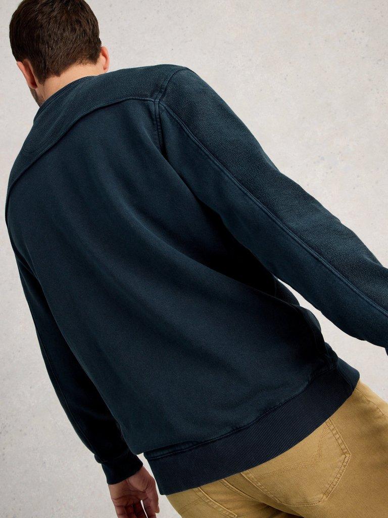 Sidmouth Crew Neck in DARK NAVY - MODEL BACK