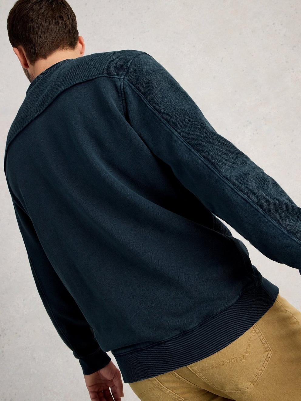 Sidmouth Crew Neck in DARK NAVY - MODEL BACK