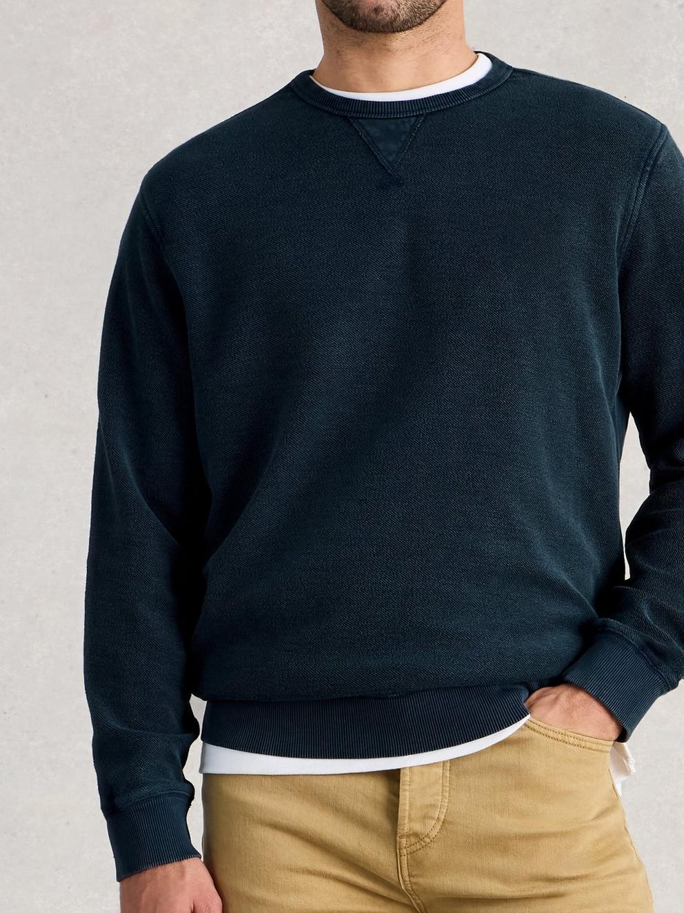 Sidmouth Crew Neck in DARK NAVY - MODEL DETAIL