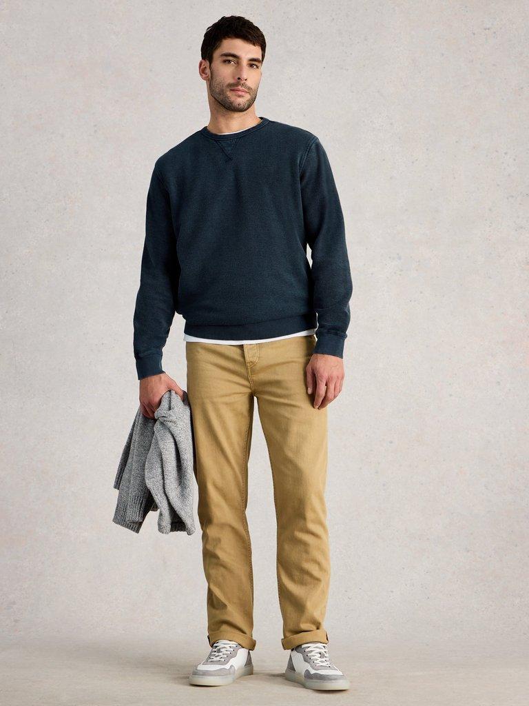 Sidmouth Crew Neck in DARK NAVY - MODEL FRONT