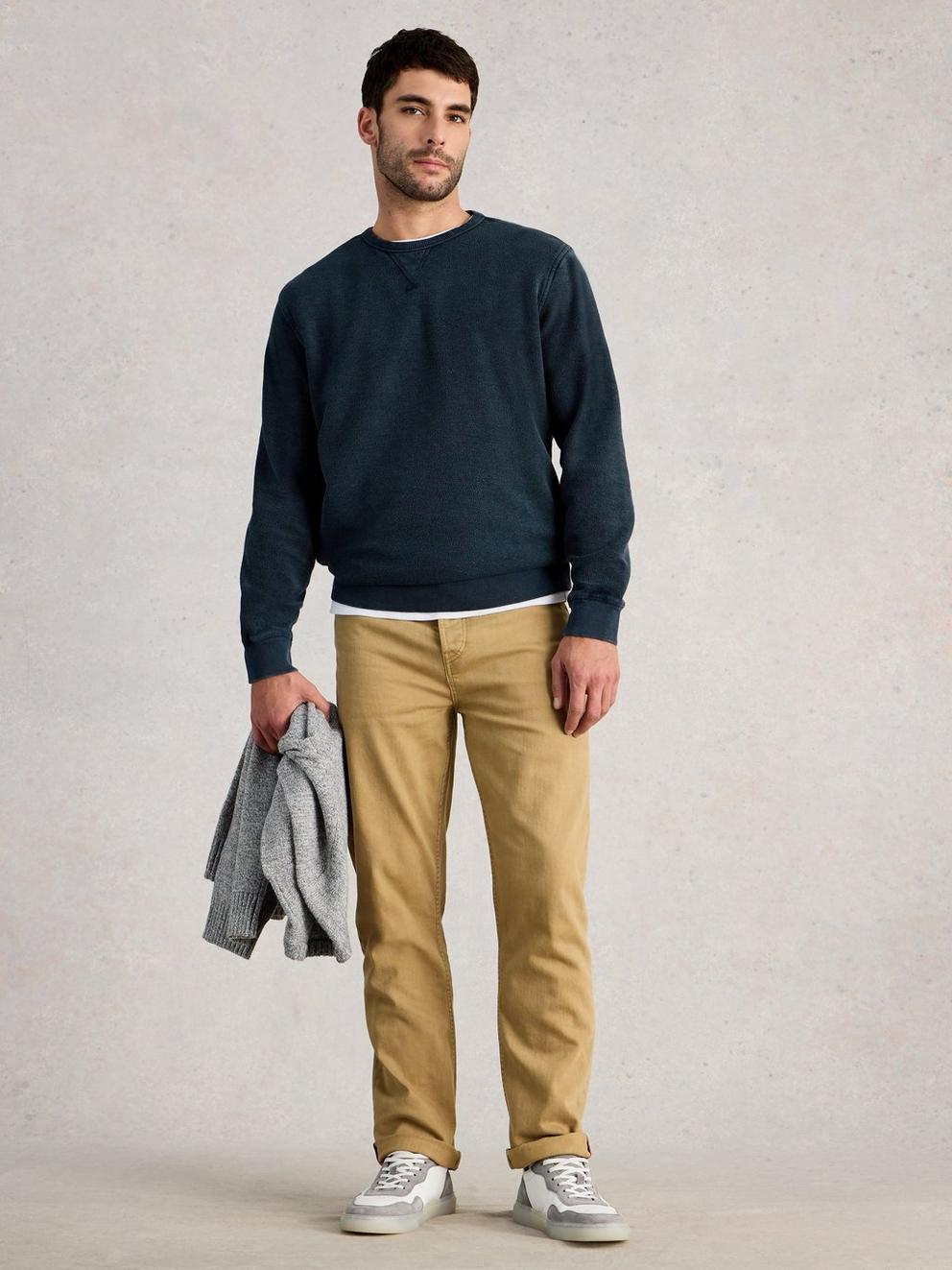 Sidmouth Crew Neck in DARK NAVY - MODEL FRONT
