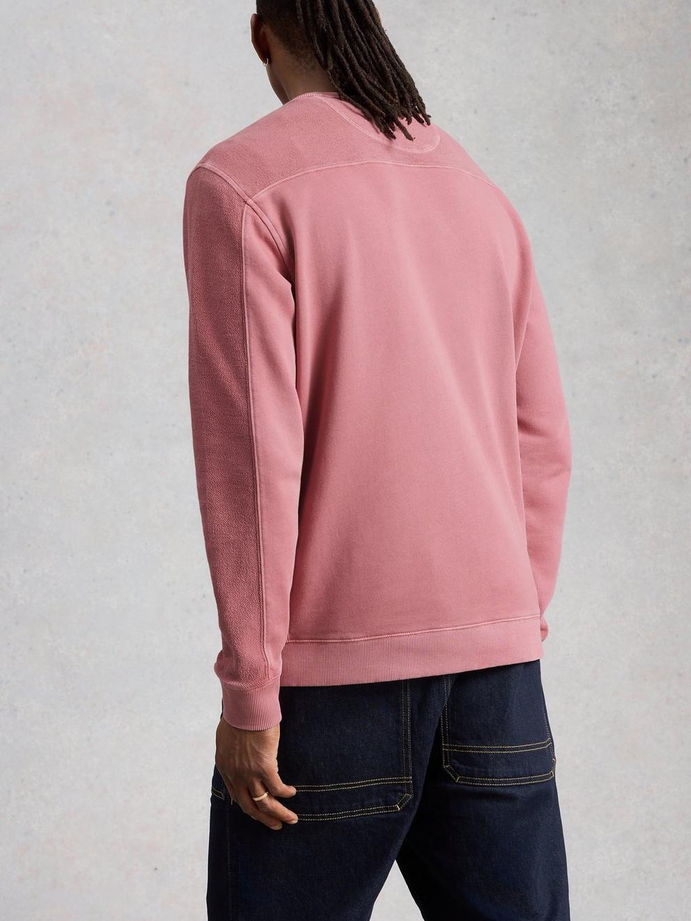 Sidmouth Crew Neck in LGT PINK - MODEL BACK