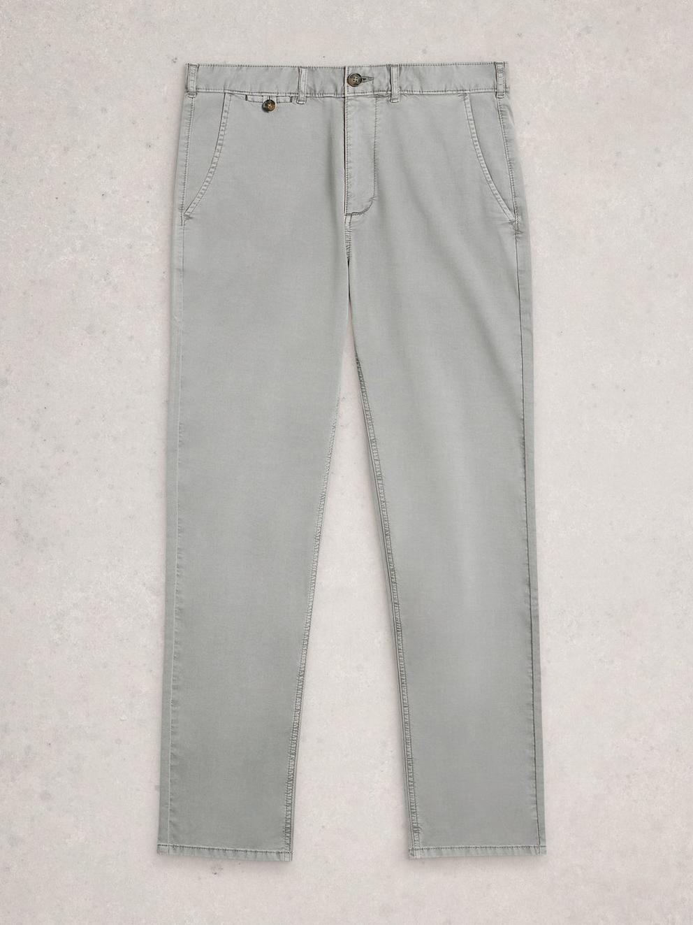 Sutton Chino Trouser Organic in LGT GREY - FLAT FRONT