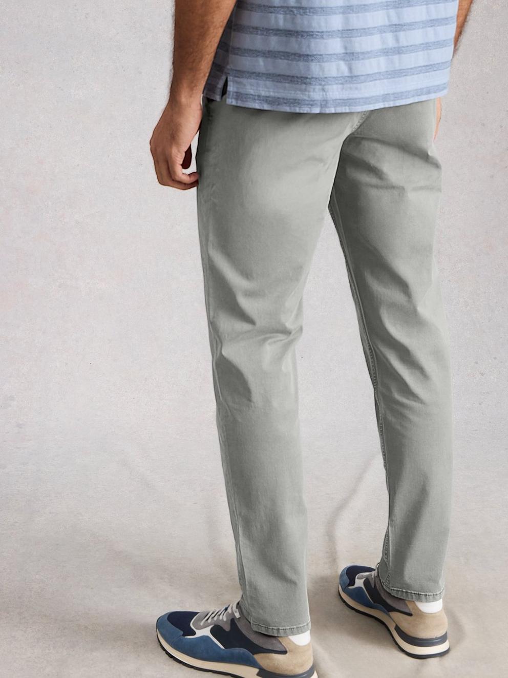 Sutton Chino Trouser Organic in LGT GREY - MODEL BACK