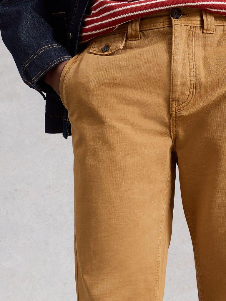 Chapman Casual Trouser in MID TAN - MODEL DETAIL