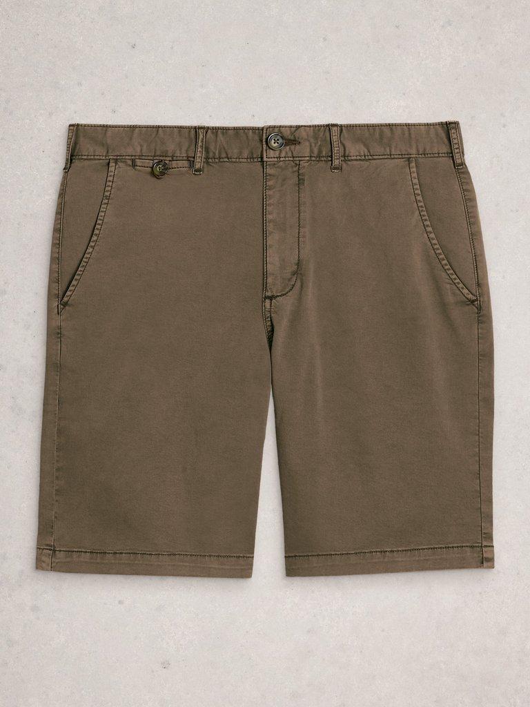 Sutton Chino Short Organic in DK BROWN - FLAT FRONT