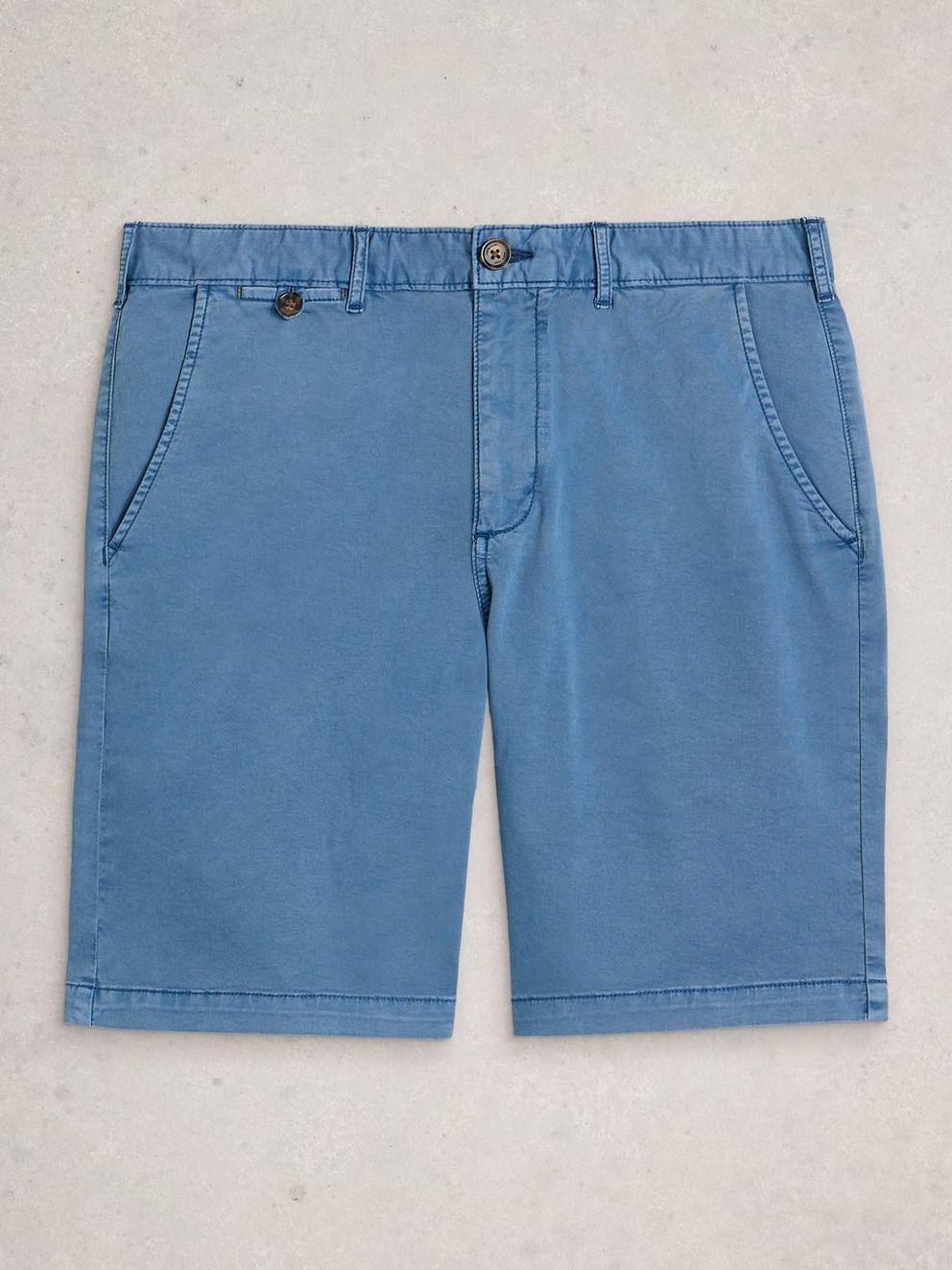 Sutton Chino Short Organic in INDIGO BLE - FLAT FRONT