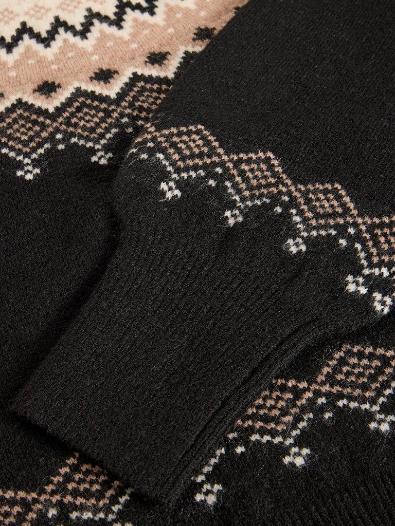 FAIRISLE CREW NECK JUMPER in BLK MLT - FLAT DETAIL