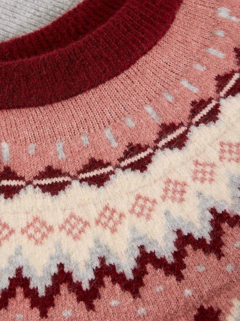 FAIRISLE CREW NECK JUMPER in GREY MLT - FLAT DETAIL