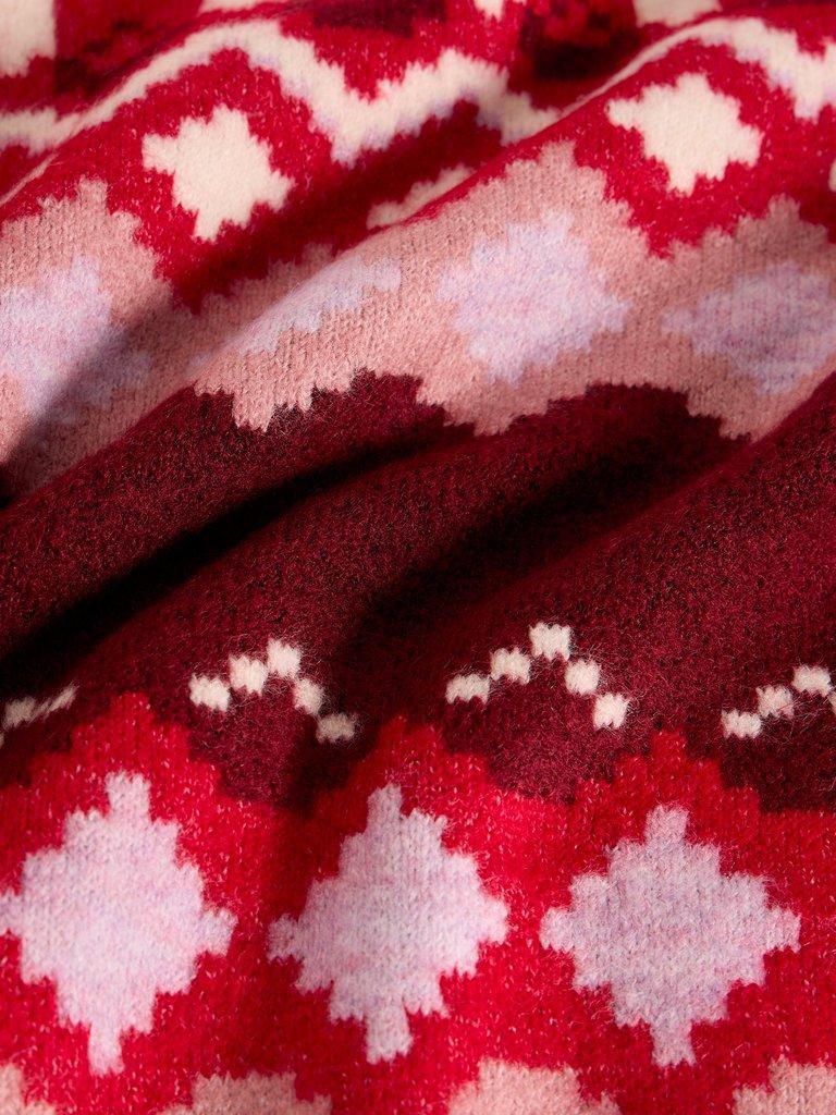 FAIRISLE HIGH NECK JUMPER in PLUM MLT - FLAT DETAIL