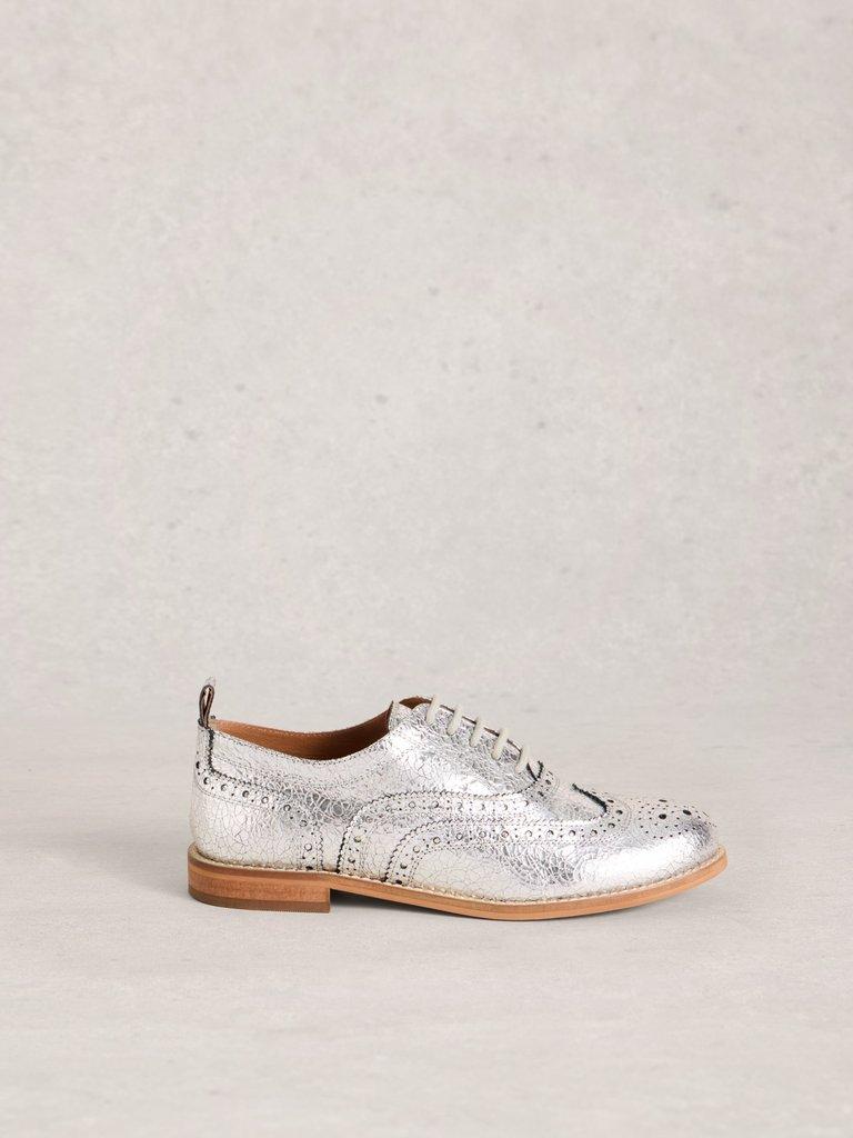 Thistle Lace Up Stitch Brogues in SLV TN MET - LIFESTYLE