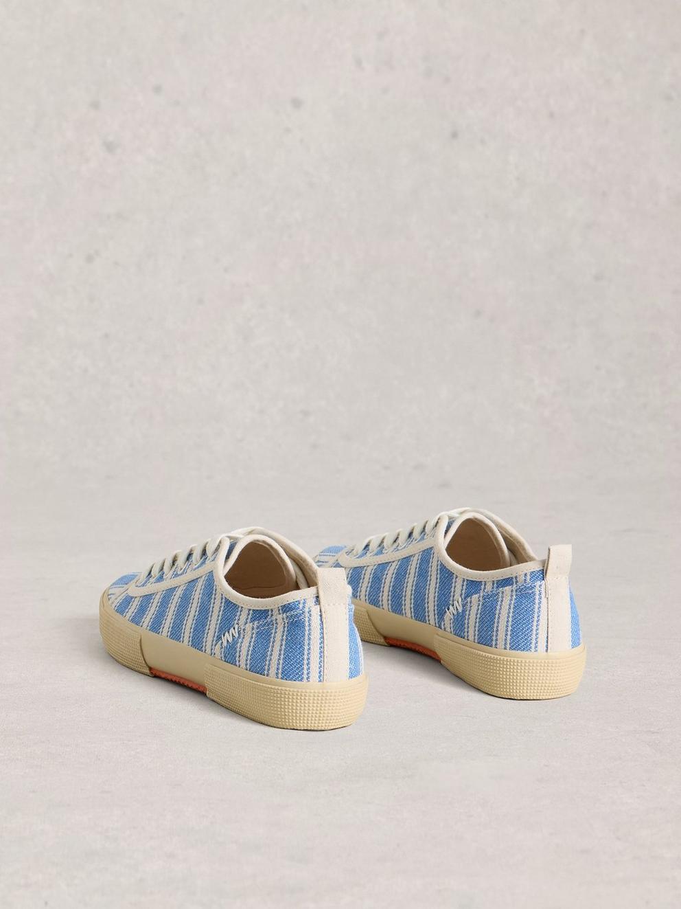 Pippa Lace Up Canvas Trainer in BLUE MLT - FLAT BACK