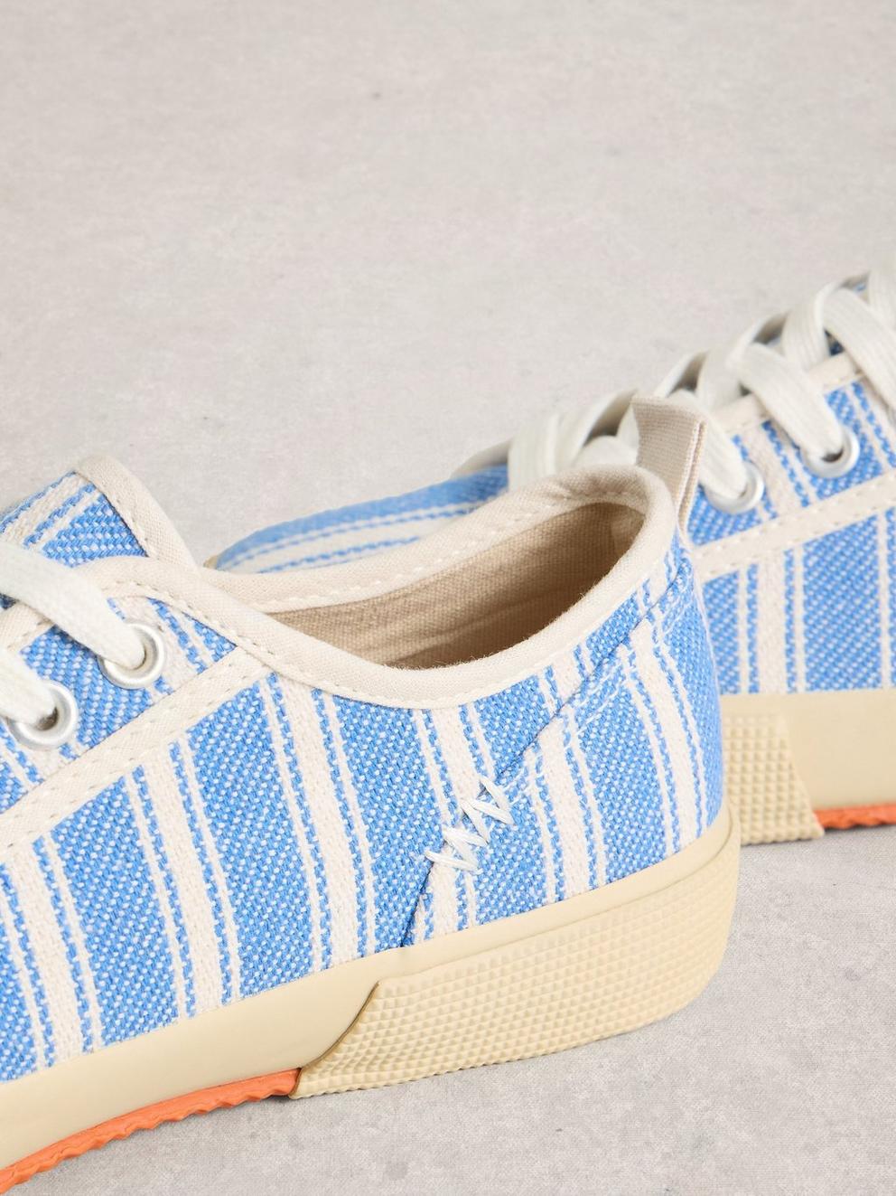 Pippa Lace Up Canvas Trainer in BLUE MLT - FLAT DETAIL