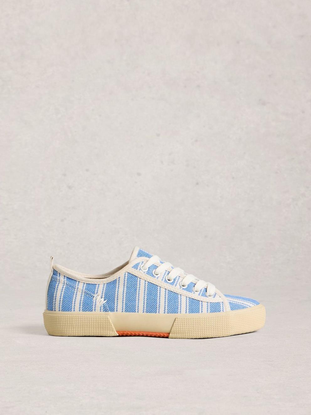 Pippa Lace Up Canvas Trainer in BLUE MLT - LIFESTYLE