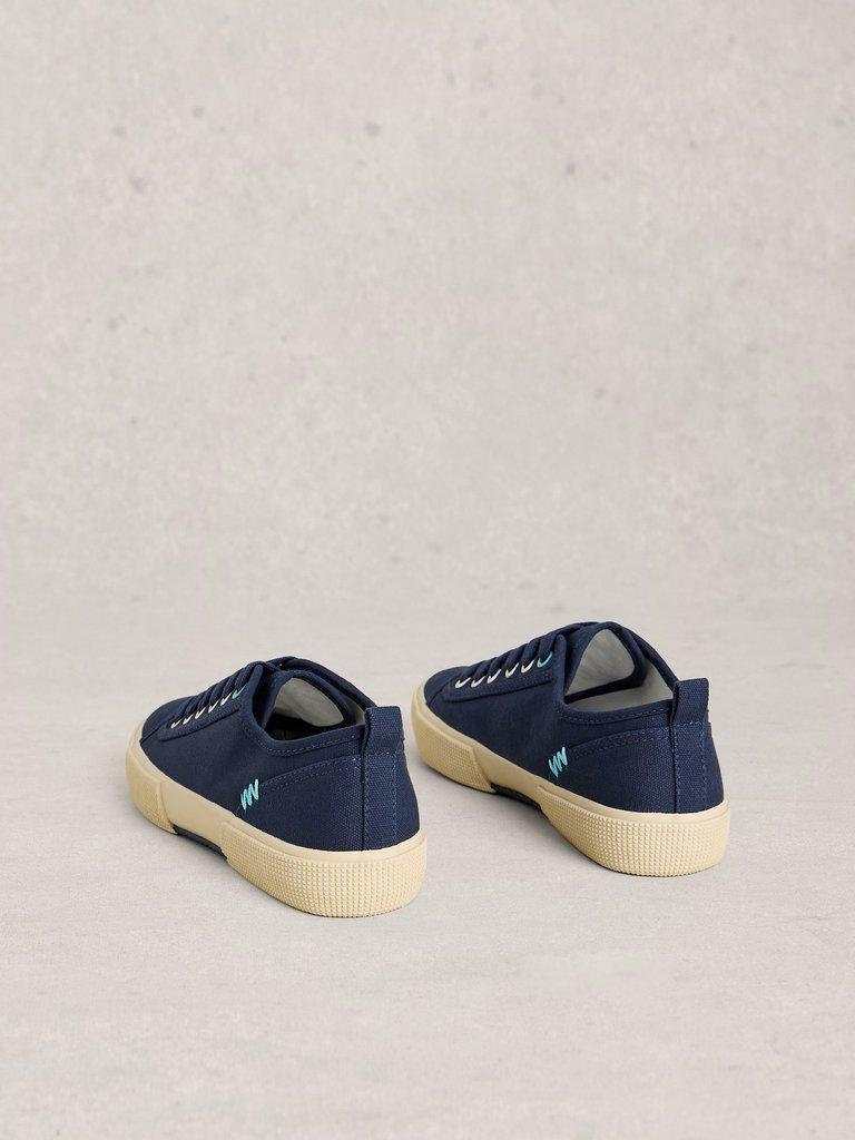 Pippa Lace Up Canvas Trainer in DARK NAVY - FLAT BACK