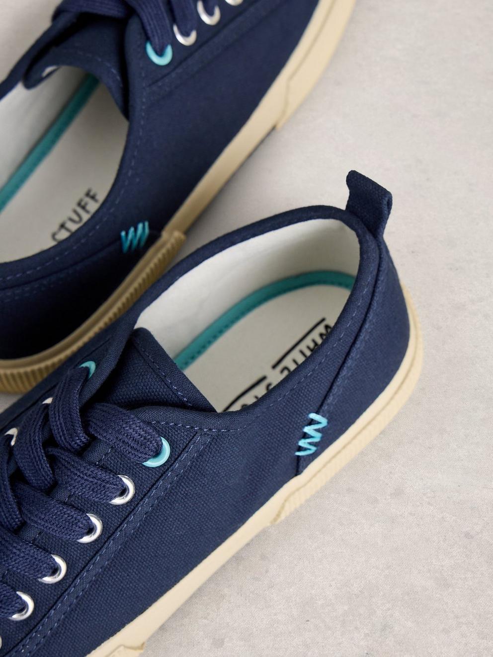 Pippa Lace Up Canvas Trainer in DARK NAVY - FLAT DETAIL