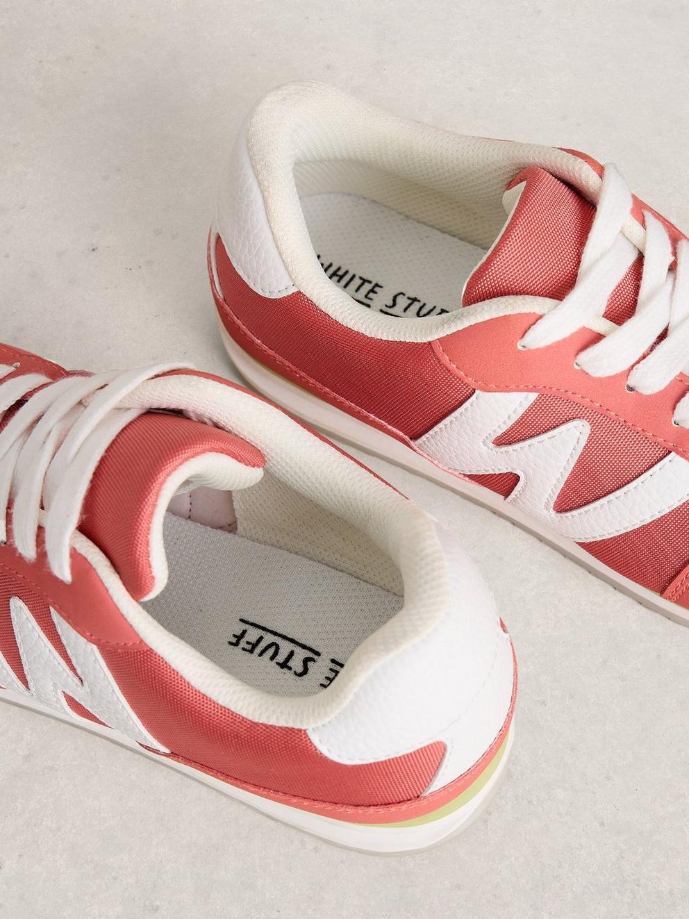 Lucy Lace Up Trainer in MID PINK - FLAT DETAIL