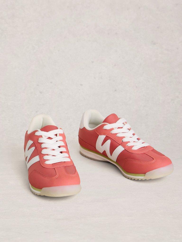 Lucy Lace Up Trainer in MID PINK - FLAT FRONT