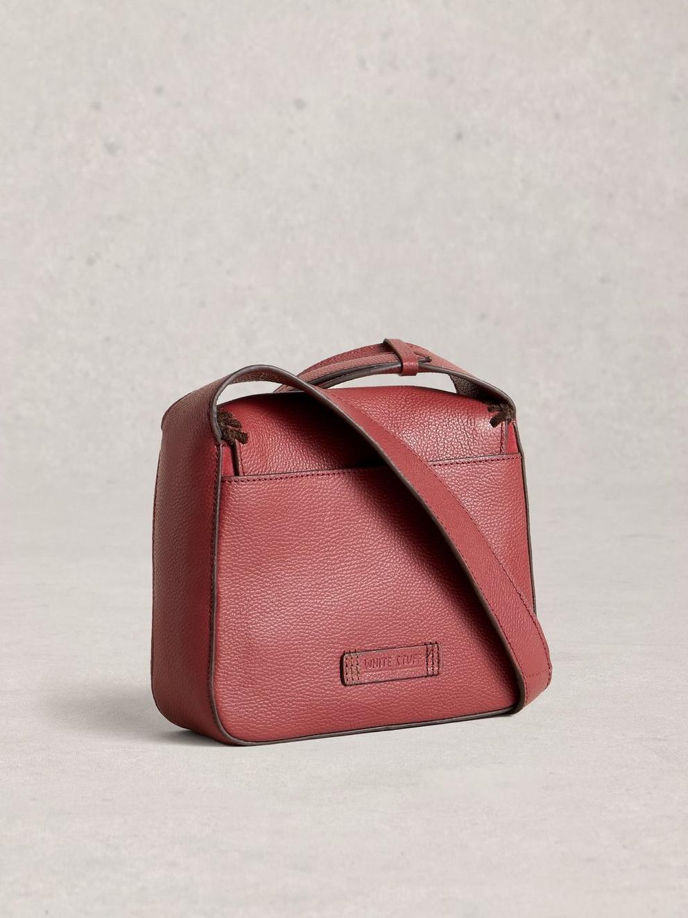 Isabelle Satchel Bag in MID RED - FLAT BACK