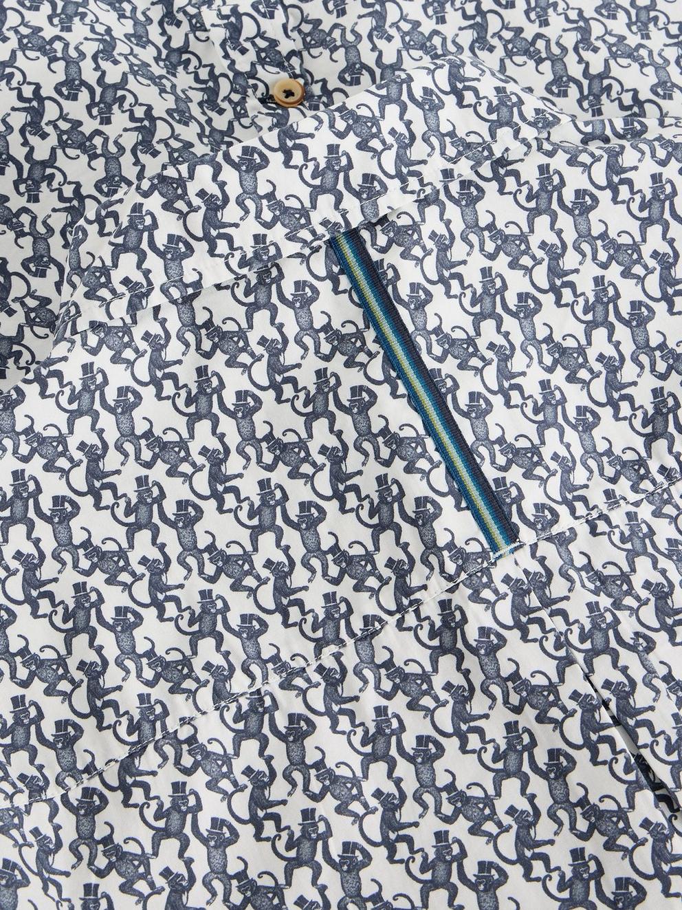 Finsbury Monkey Printed Shirt in WHITE PR - FLAT DETAIL