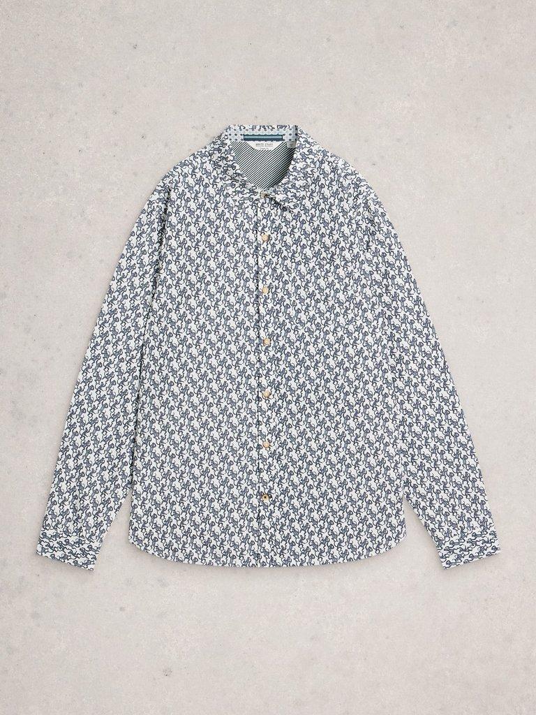 Finsbury Monkey Printed Shirt in WHITE PR - FLAT FRONT