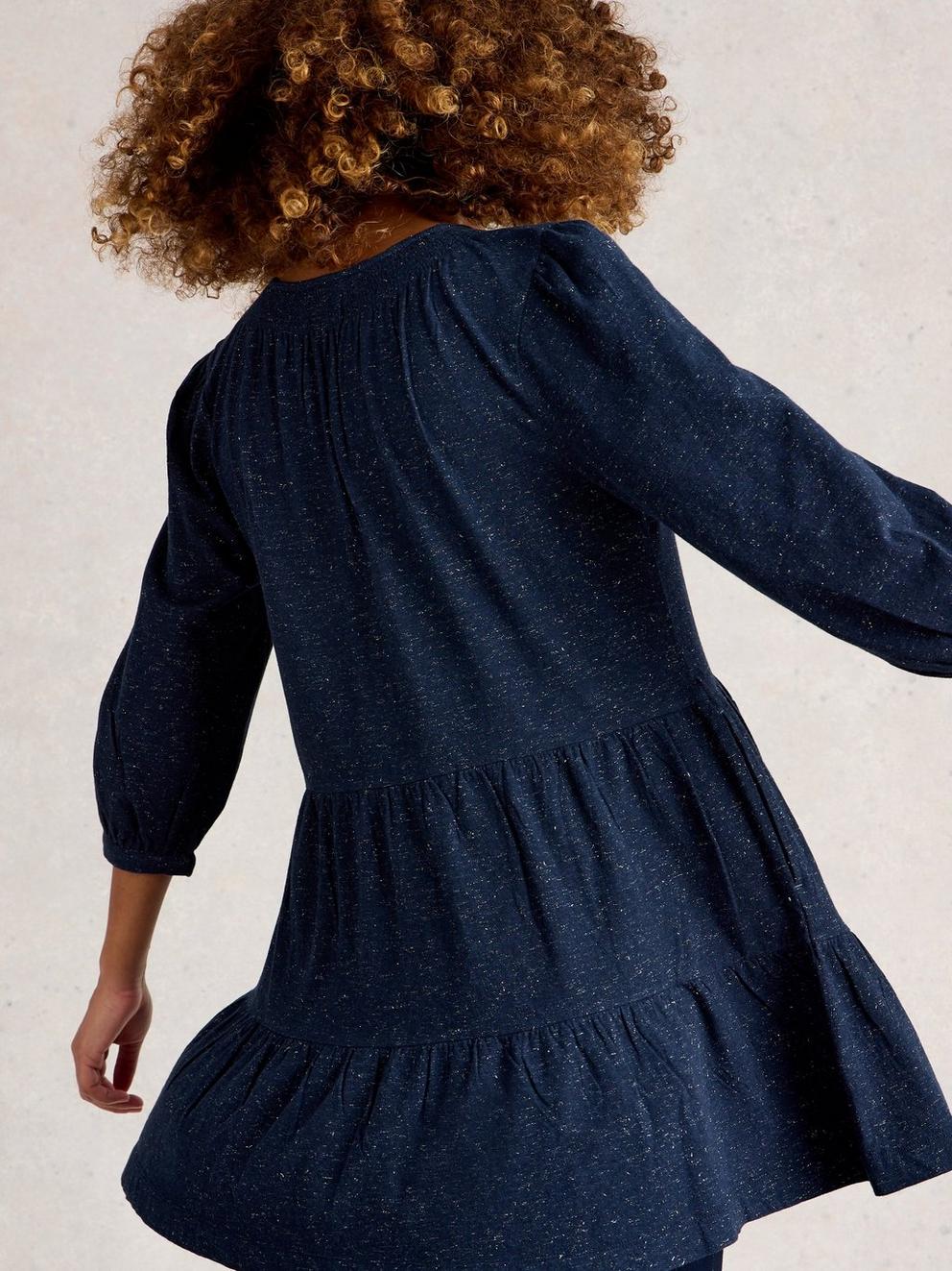 MARLIE SPARKLE TUNIC in DARK NAVY - MODEL BACK