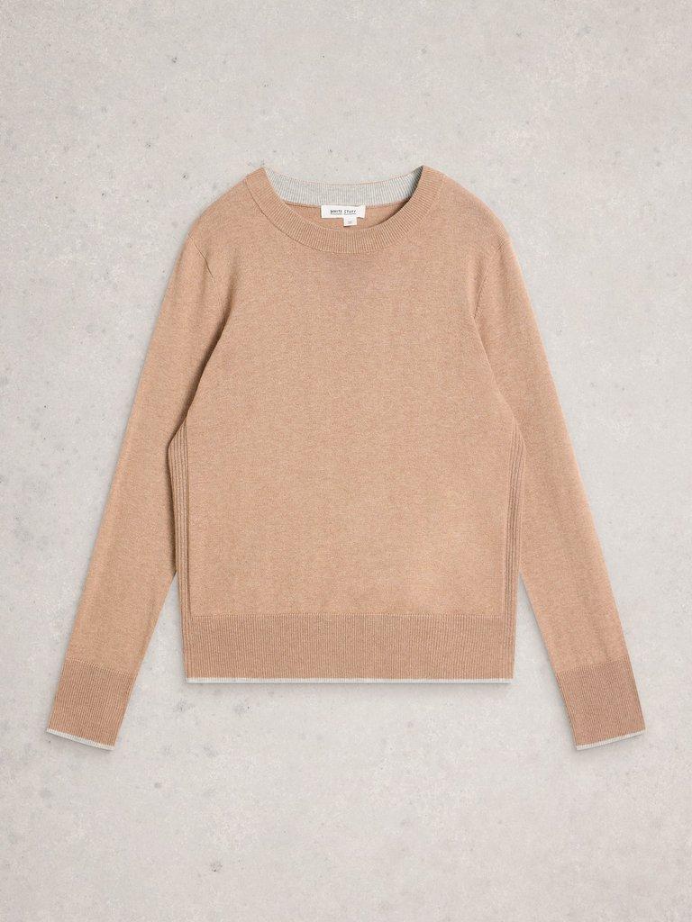 KATIE LONG SLEEVE JUMPER in LGT NAT - FLAT FRONT