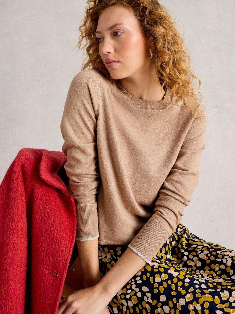 KATIE LONG SLEEVE JUMPER in LGT NAT - LIFESTYLE