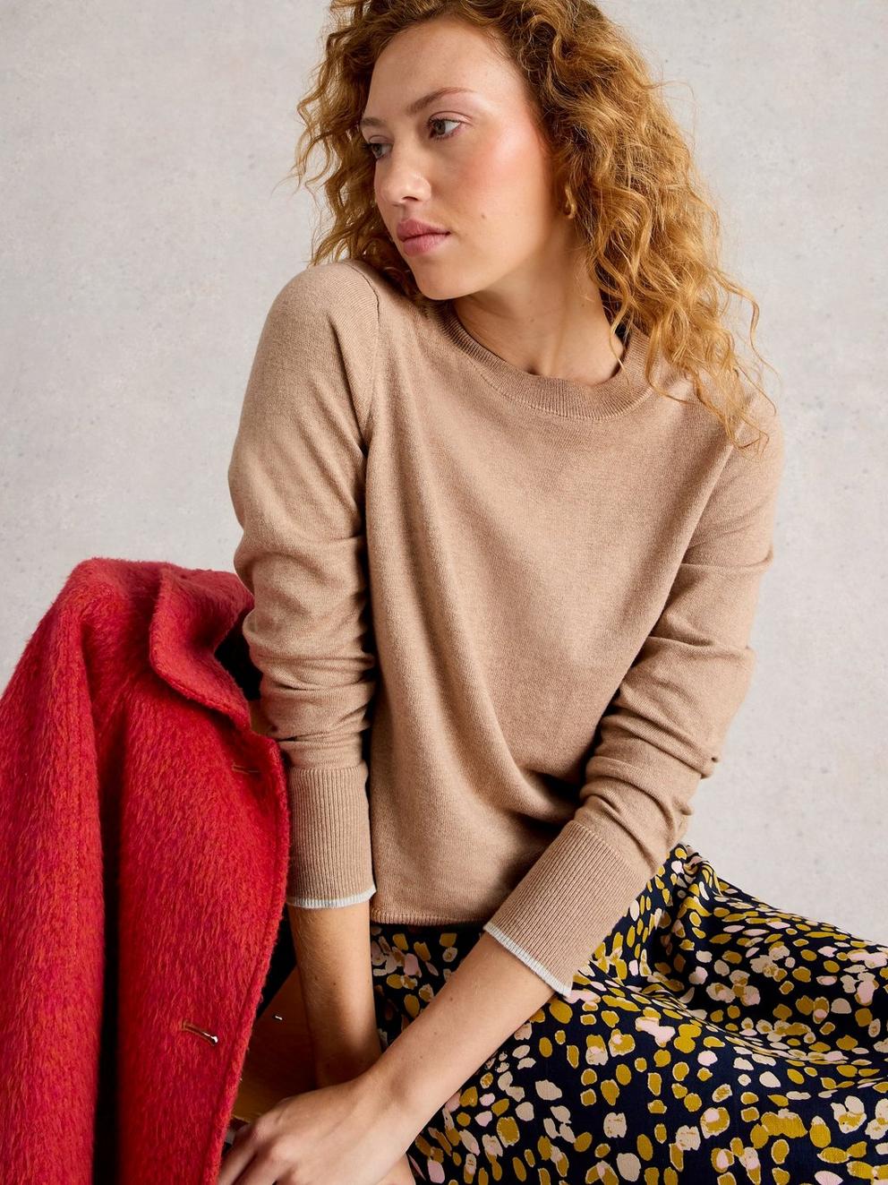 KATIE LONG SLEEVE JUMPER in LGT NAT - LIFESTYLE