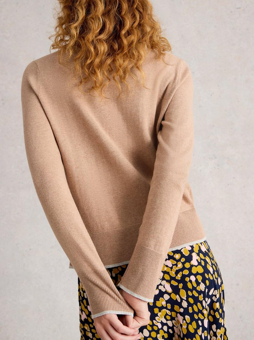 KATIE LONG SLEEVE JUMPER in LGT NAT - MODEL BACK