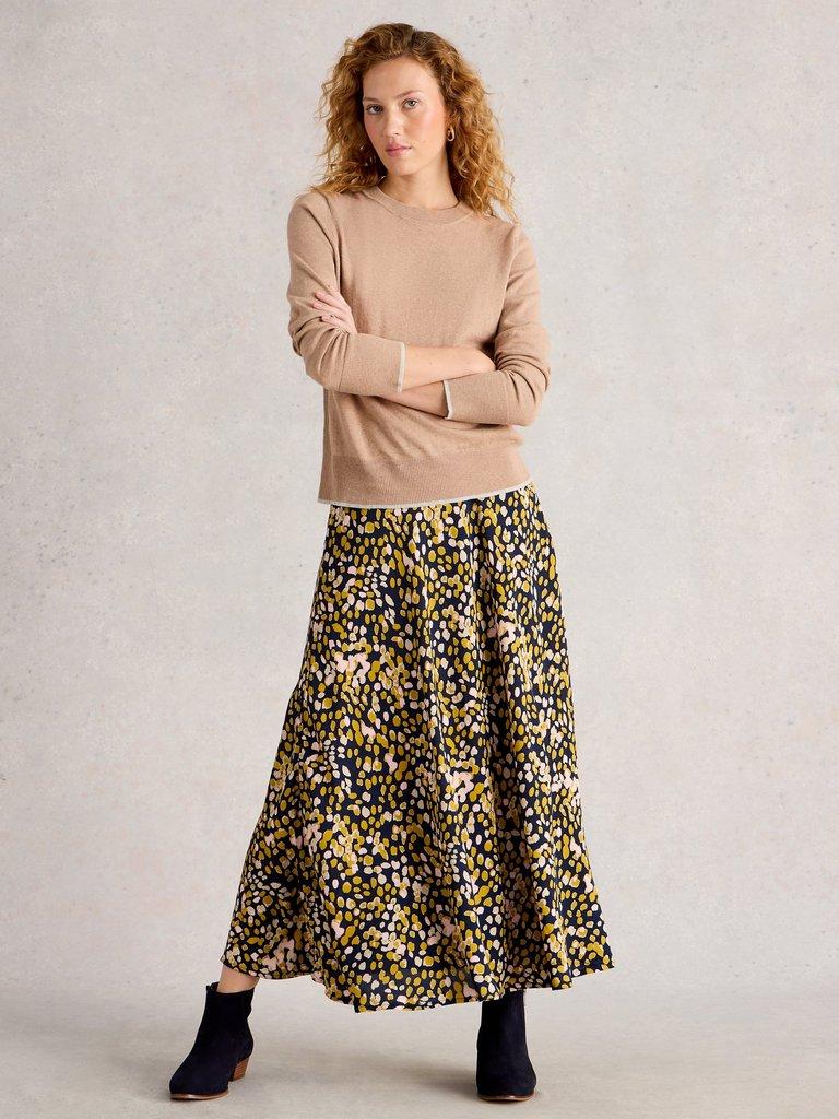 KATIE LONG SLEEVE JUMPER in LGT NAT - MODEL FRONT