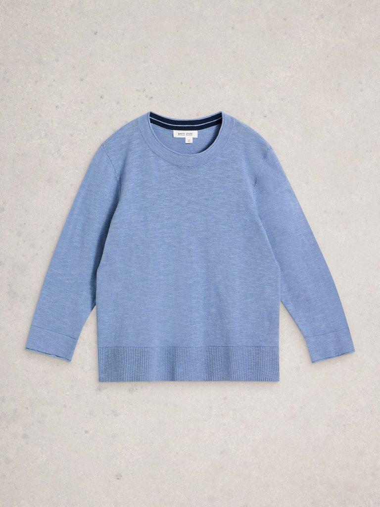 LOIS LINEN BLEND JUMPER in MID BLUE - FLAT FRONT