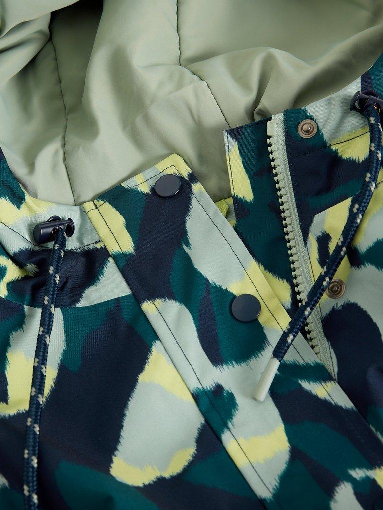 Willow Waterproof Hooded Coat in TEAL PR - FLAT DETAIL