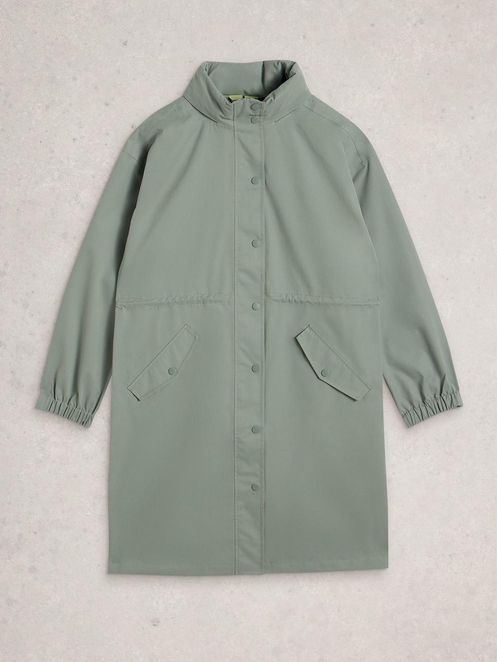 Beth Waterproof Coat in MID GREEN - FLAT FRONT