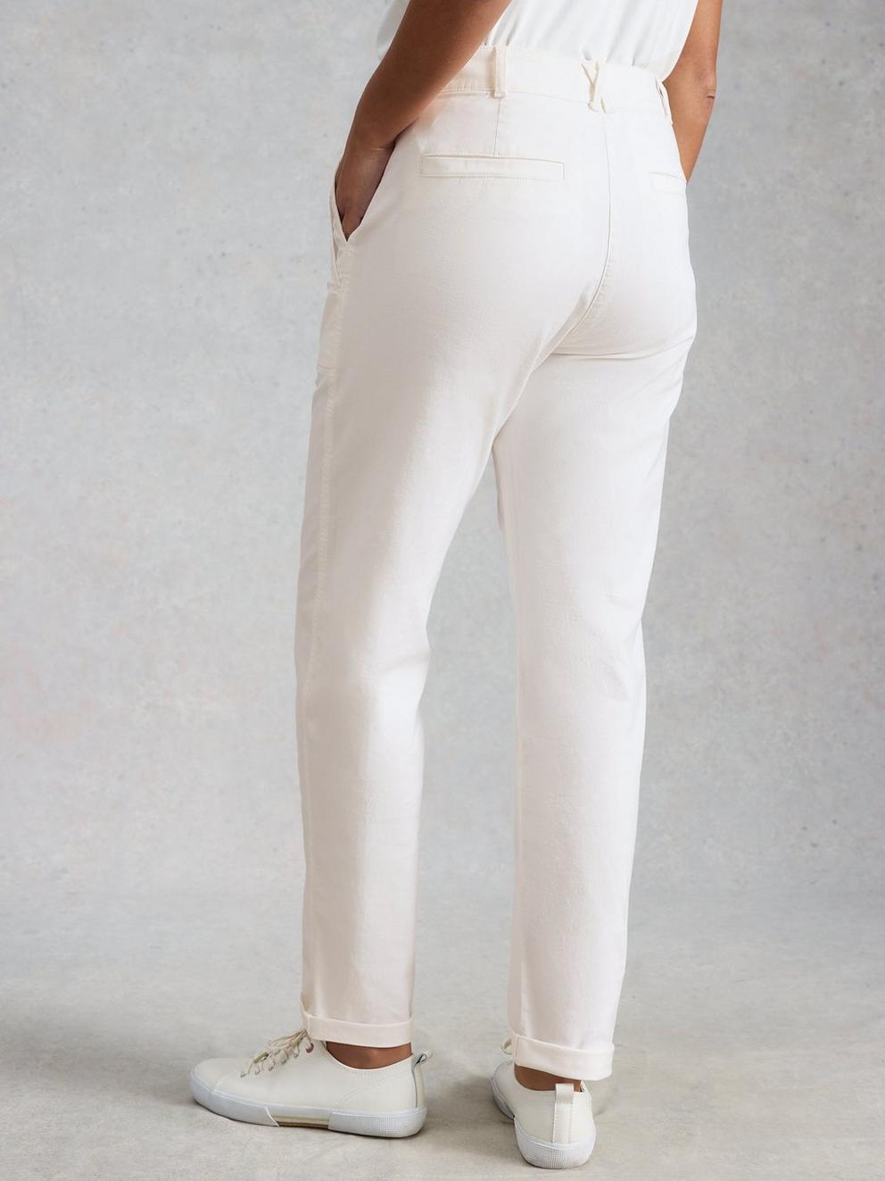 Twister Chino Ankle Length Trouser in BRIL WHITE - MODEL BACK