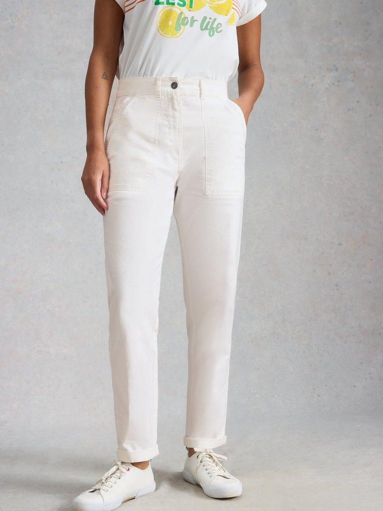 Twister Chino Ankle Length Trouser in BRIL WHITE - MODEL DETAIL