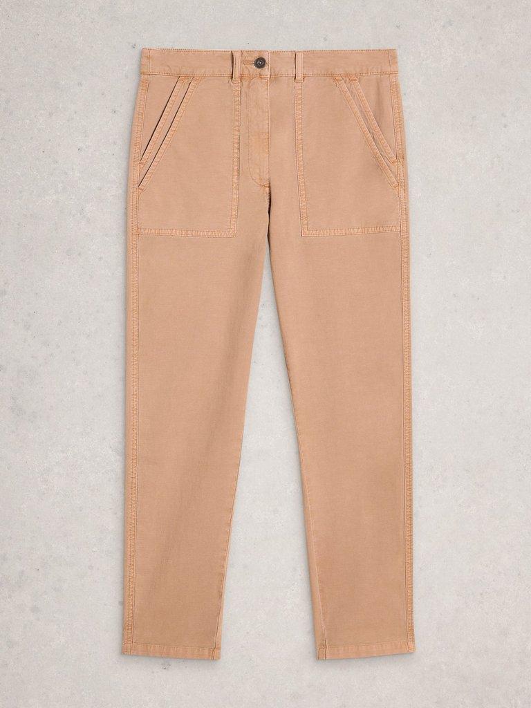 Twister Chino Ankle Length Trouser in DK NAT - FLAT FRONT