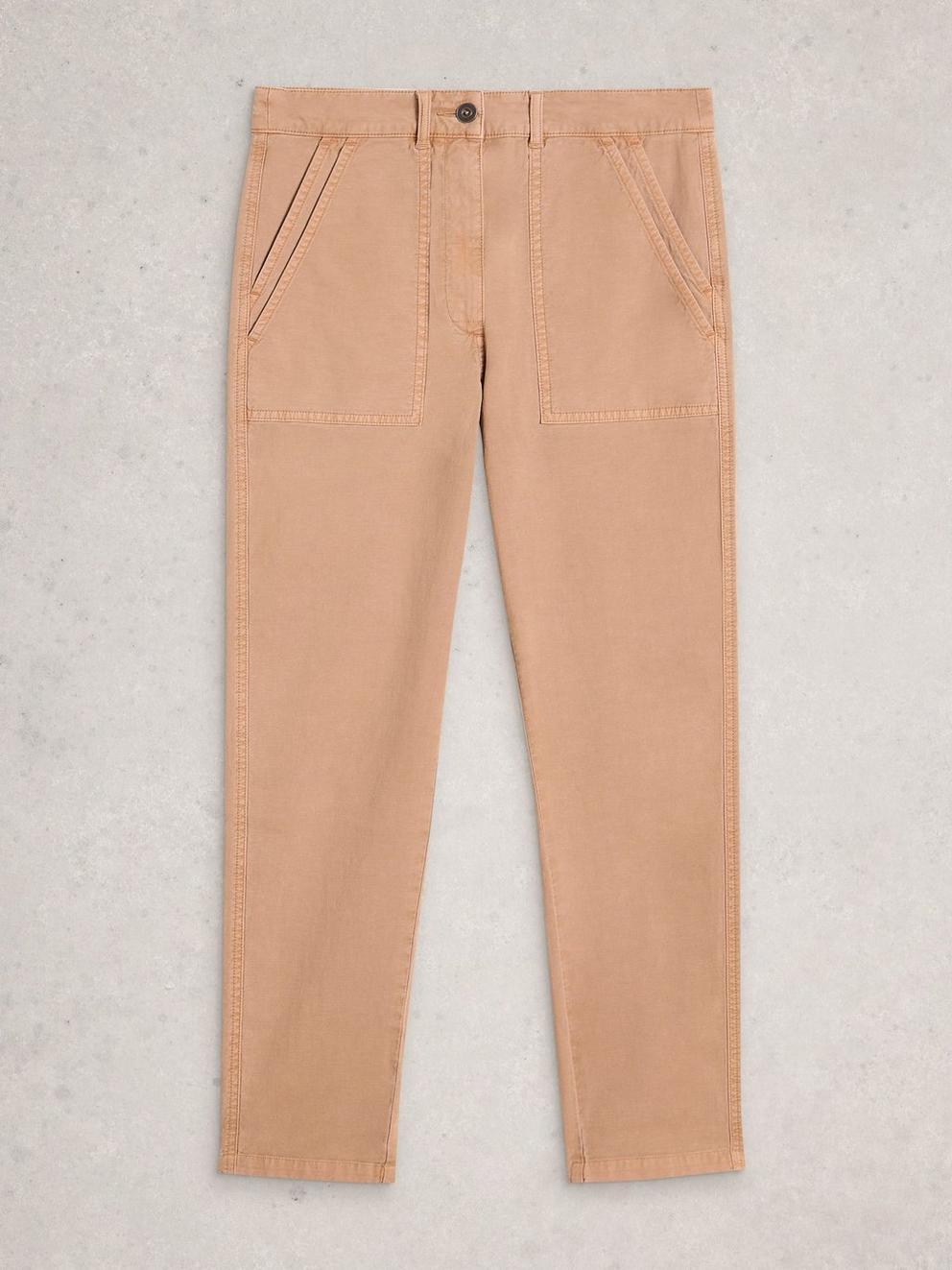 Twister Chino Ankle Length Trouser in DK NAT - FLAT FRONT