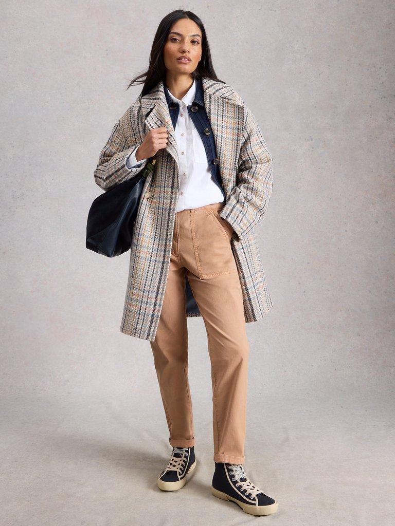 Twister Chino Ankle Length Trouser in DK NAT - MODEL FRONT
