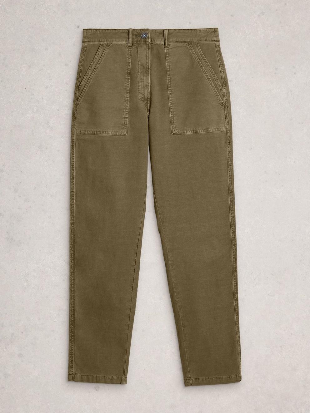 Twister Chino Ankle Length Trouser in KHAKI GRN - FLAT FRONT