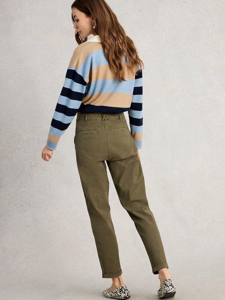 Twister Chino Ankle Length Trouser in KHAKI GRN - MODEL BACK