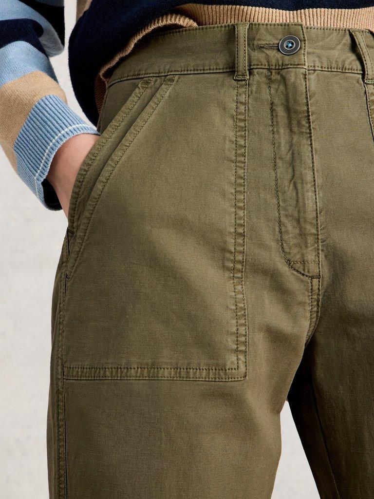 Twister Chino Ankle Length Trouser in KHAKI GRN - MODEL DETAIL