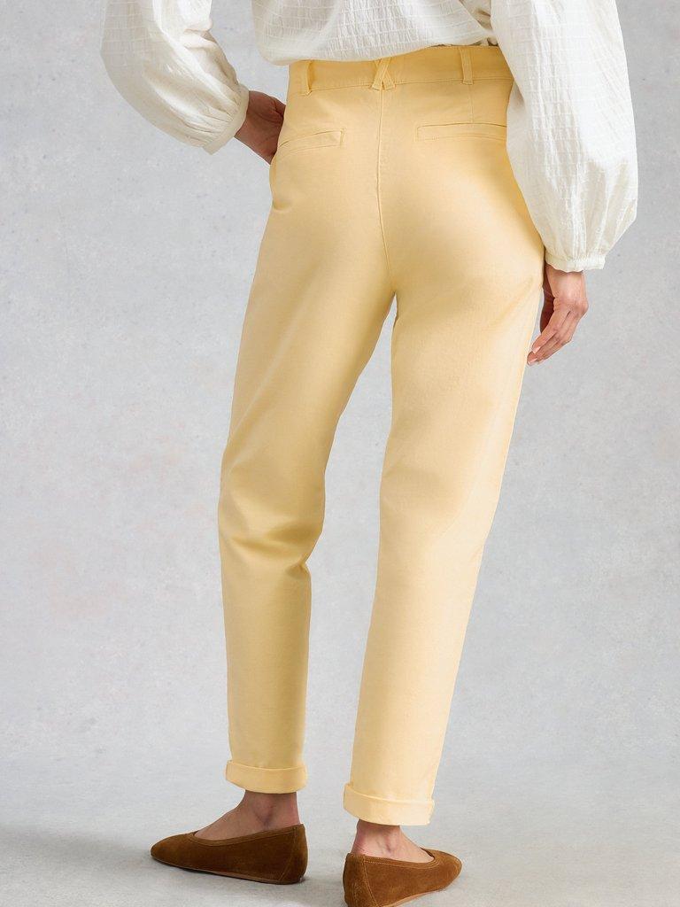 Twister Chino Ankle Length Trouser in MID YELLOW - MODEL BACK
