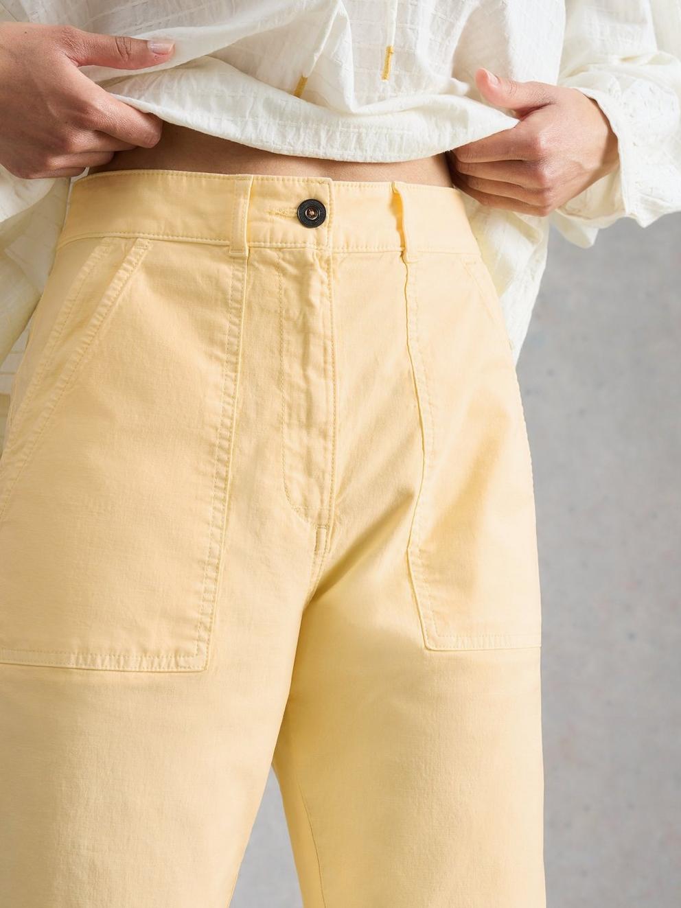 Twister Chino Ankle Length Trouser in MID YELLOW - MODEL DETAIL