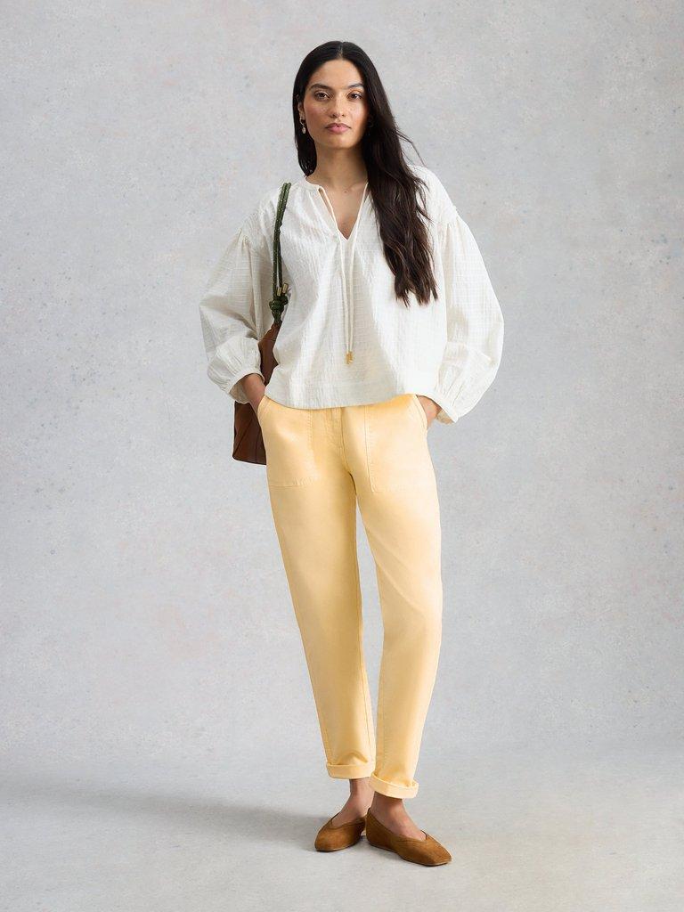 Twister Chino Ankle Length Trouser in MID YELLOW - MODEL FRONT