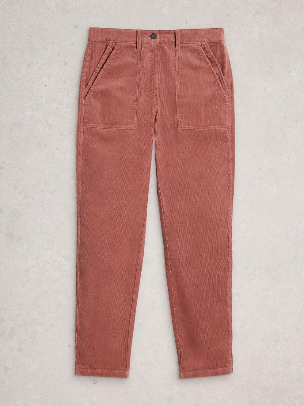 Twister Cord Ankle Length Trouser in DUS PINK - FLAT FRONT