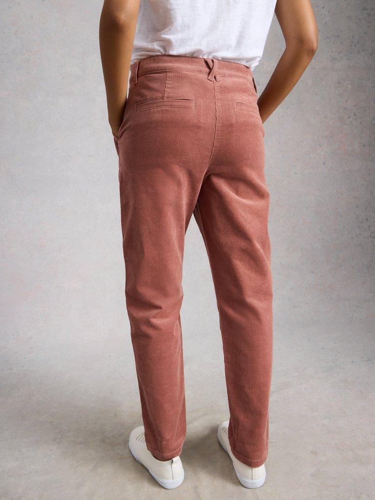 Twister Cord Ankle Length Trouser in DUS PINK - MODEL BACK
